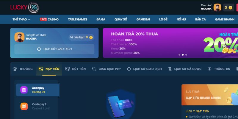 Hướng Dẫn Nạp Tiền Lucky88 Và Rút Tiền Đổi Thưởng An Toàn